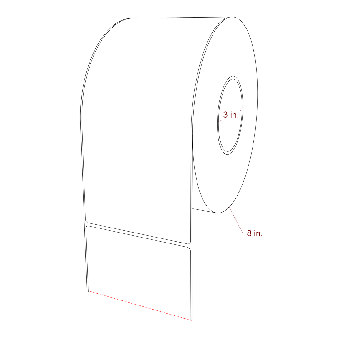 4.5 Inch x 10 Inch Rectangle Inkjet Label Roll - 3 Inch Core - 8 Inch Roll OD - 3D Perspective