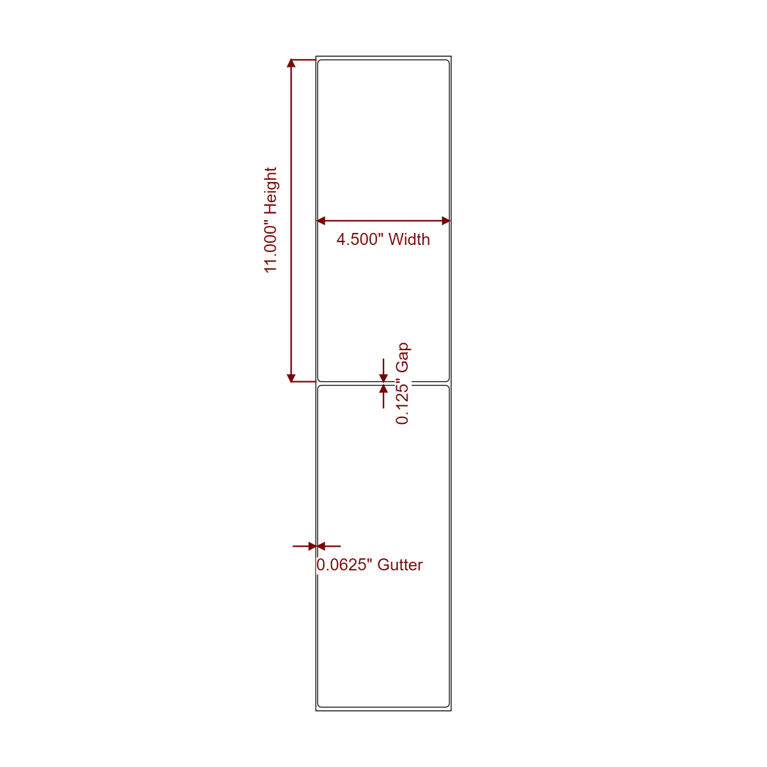 4.5" x 11" Rectangle Roll for VIPColor Printers; 4.5" x 11" Rectangle Label Diagram