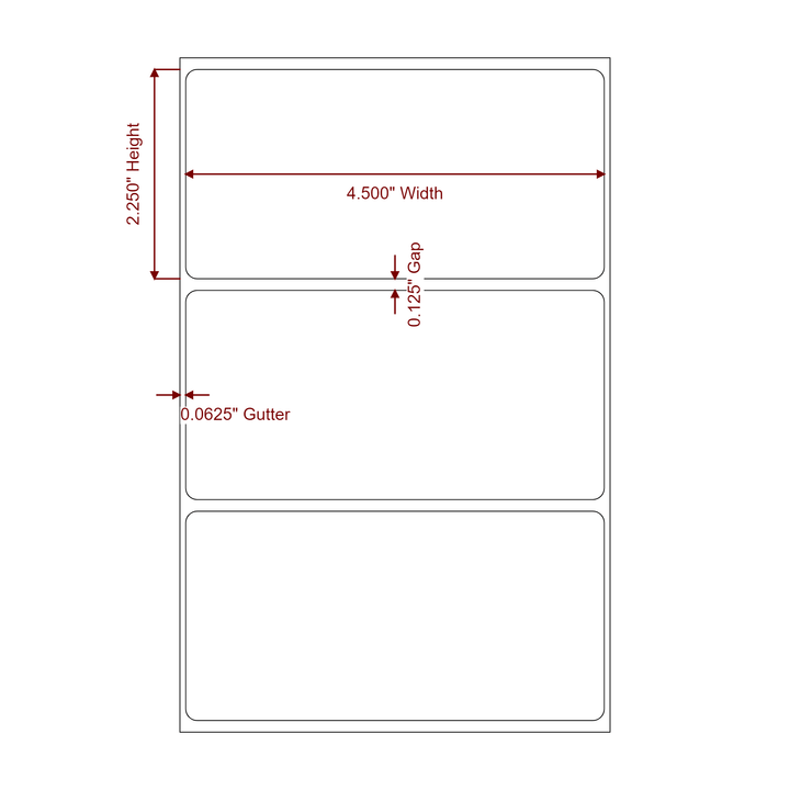 4.5 Inch x 2.25 Inch Rectangle Inkjet Label Roll - 2D Drawing