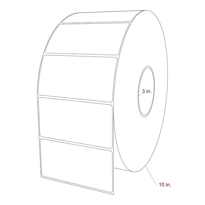 4.5 Inch x 2.25 Inch Rectangle Inkjet Label Roll - 3 Inch Core - 10 Inch Roll OD - 3D Perspective