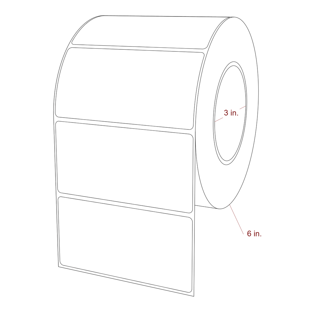 4.5 Inch x 2.25 Inch Rectangle Inkjet Label Roll - 3 Inch Core - 6 Inch Roll OD - 3D Perspective