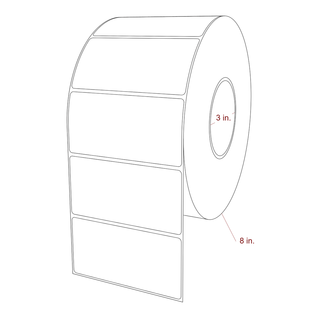 4.5 Inch x 2.25 Inch Rectangle Inkjet Label Roll - 3 Inch Core - 8 Inch Roll OD - 3D Perspective