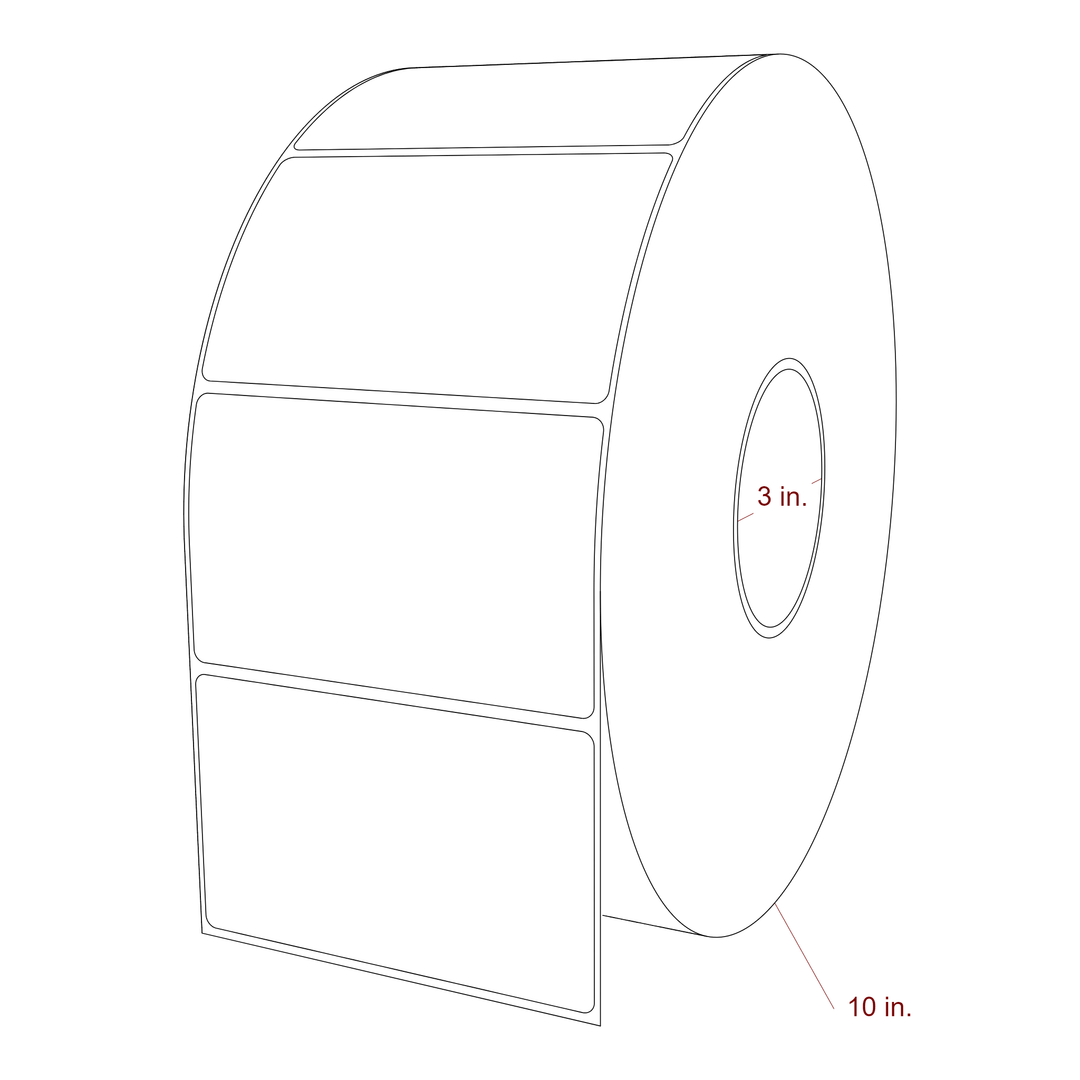 4.5 Inch x 2.75 Inch Rectangle Inkjet Label Roll - 3 Inch Core - 10 Inch Roll OD - 3D Perspective