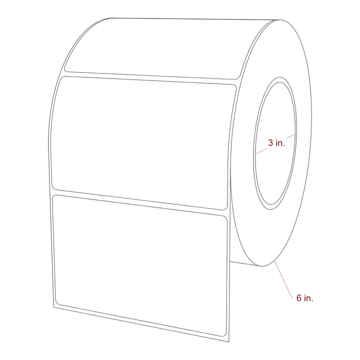 4.5 Inch x 2.75 Inch Rectangle Inkjet Label Roll - 3 Inch Core - 6 Inch Roll OD - 3D Perspective