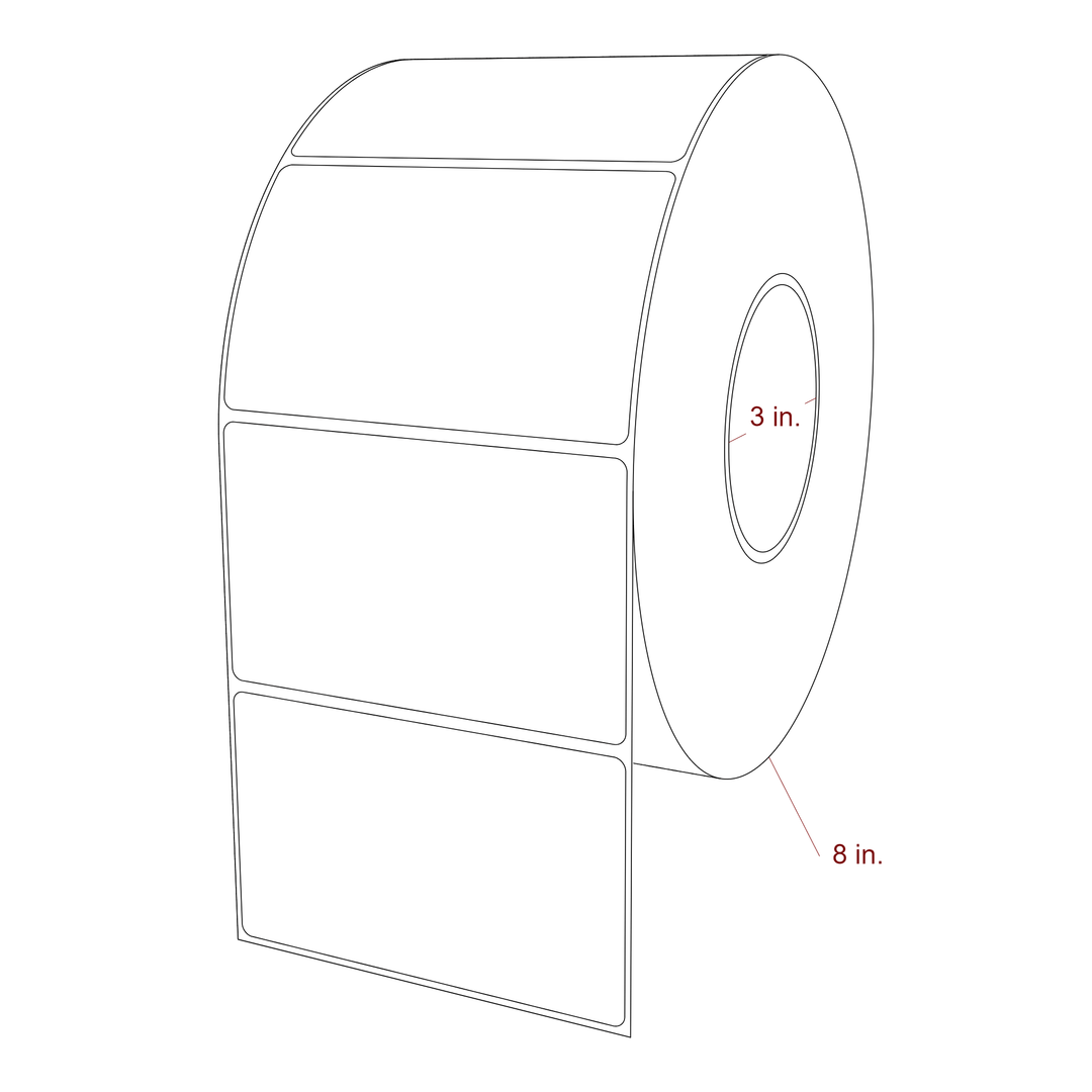 4.5 Inch x 2.75 Inch Rectangle Inkjet Label Roll - 3 Inch Core - 8 Inch Roll OD - 3D Perspective