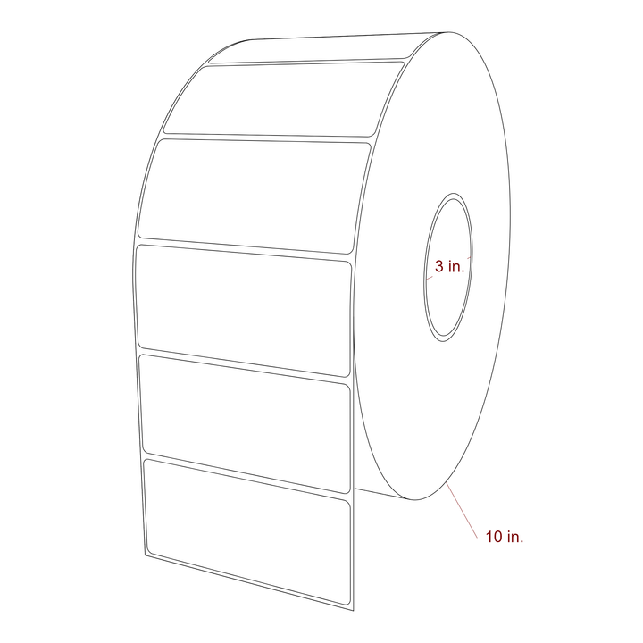 4.5 Inch x 2 Inch Rectangle Inkjet Label Roll - 3 Inch Core - 10 Inch Roll OD - 3D Perspective