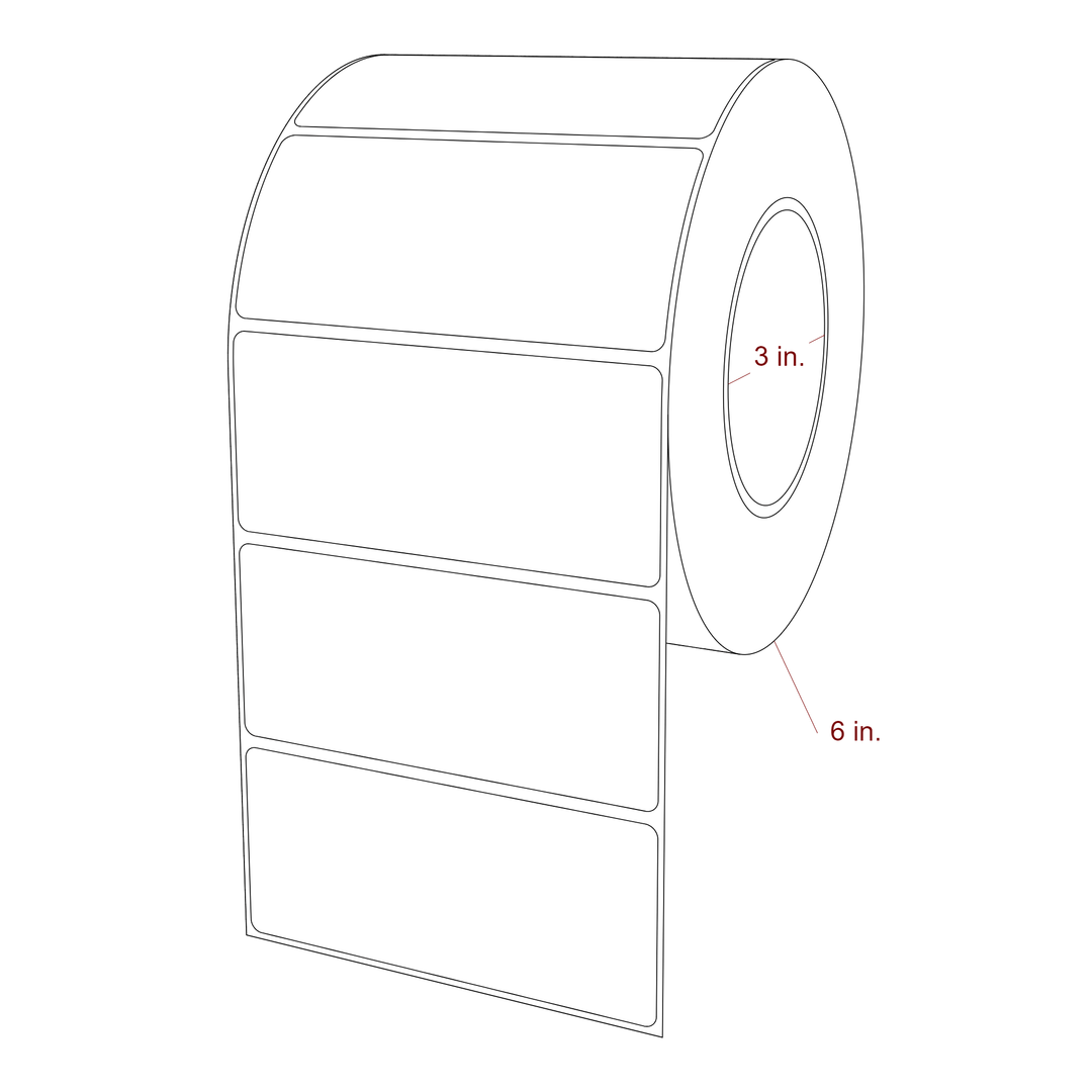 4.5 Inch x 2 Inch Rectangle Inkjet Label Roll - 3 Inch Core - 6 Inch Roll OD - 3D Perspective