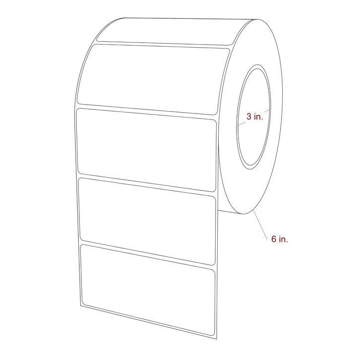 4.5 Inch x 2 Inch Rectangle Inkjet Label Roll - 3 Inch Core - 6 Inch Roll OD - 3D Perspective