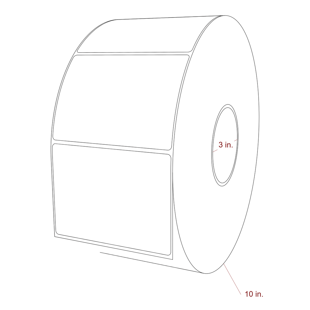 4.5 Inch x 3.25 Inch Rectangle Inkjet Label Roll - 3 Inch Core - 10 Inch Roll OD - 3D Perspective