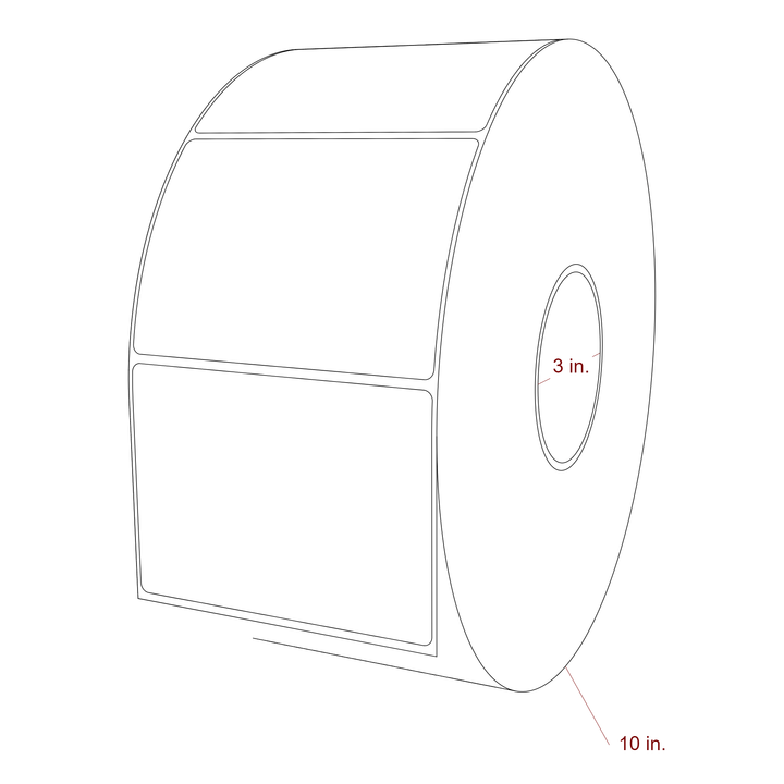 4.5 Inch x 3.25 Inch Rectangle Inkjet Label Roll - 3 Inch Core - 10 Inch Roll OD - 3D Perspective