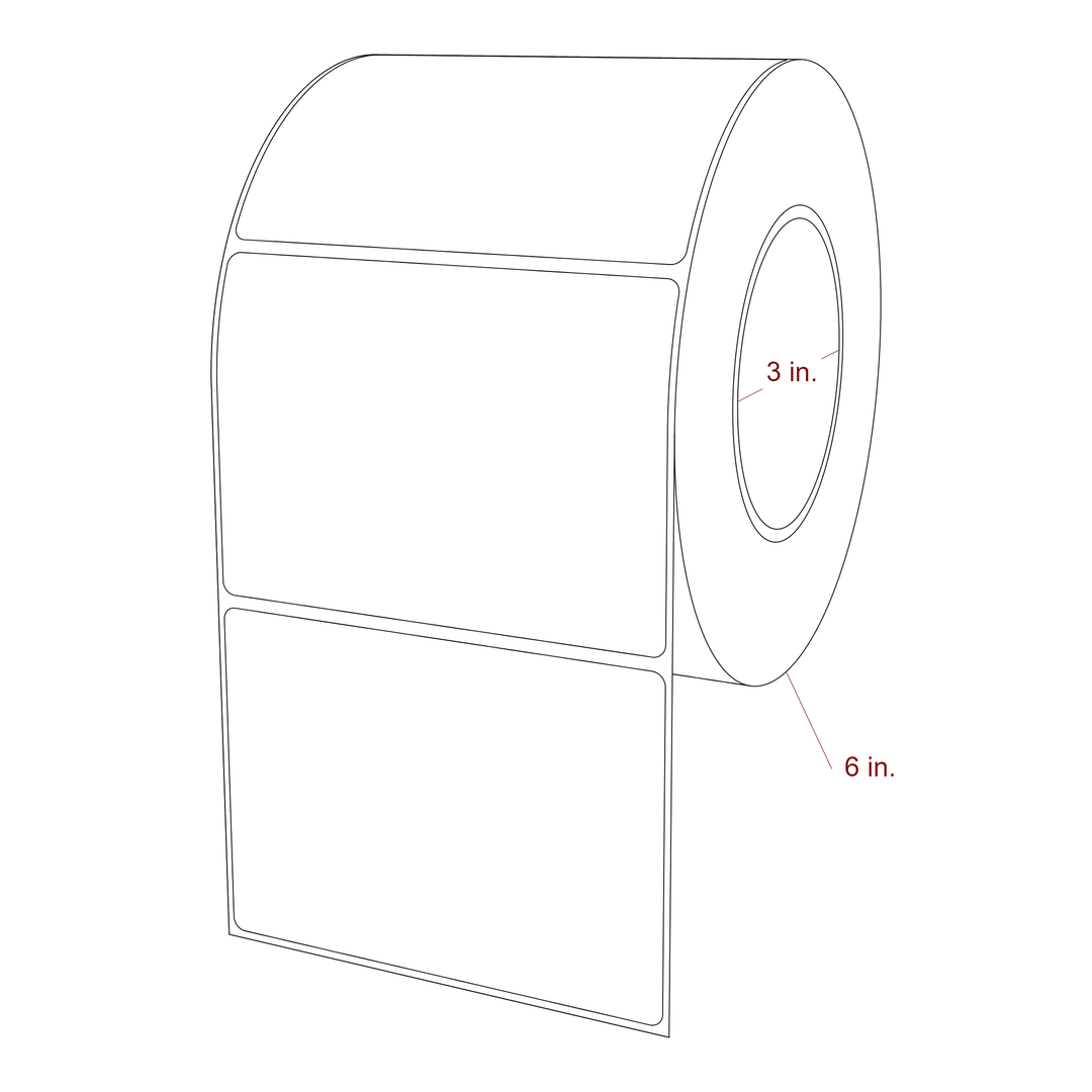 4.5 Inch x 3.25 Inch Rectangle Inkjet Label Roll - 3 Inch Core - 6 Inch Roll OD - 3D Perspective