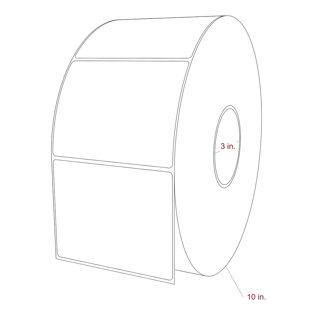 4.5 Inch x 3.5 Inch Rectangle Inkjet Label Roll - 3 Inch Core - 10 Inch Roll OD - 3D Perspective