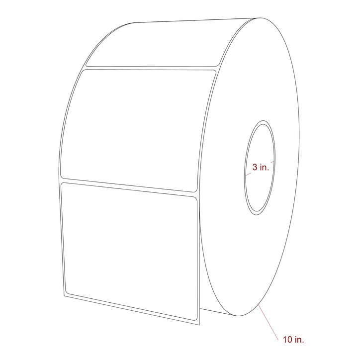 4.5 Inch x 3.5 Inch Rectangle Inkjet Label Roll - 3 Inch Core - 10 Inch Roll OD - 3D Perspective