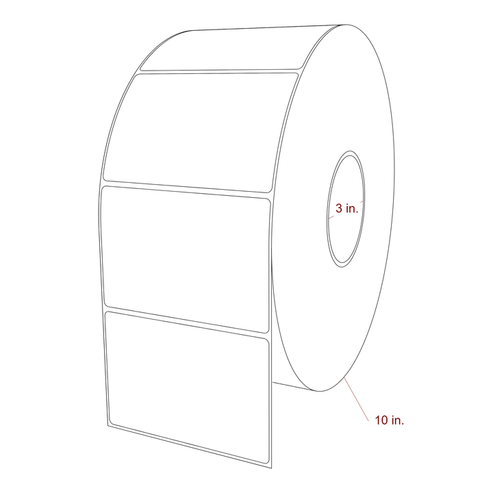 4.5 Inch x 3 Inch Rectangle Inkjet Label Roll - 3 Inch Core - 10 Inch Roll OD - 3D Perspective