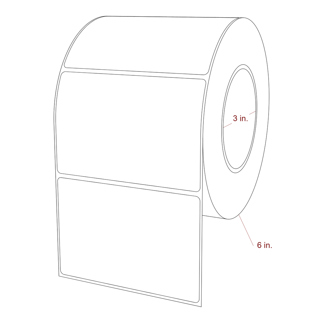 4.5 Inch x 3 Inch Rectangle Inkjet Label Roll - 3 Inch Core - 6 Inch Roll OD - 3D Perspective
