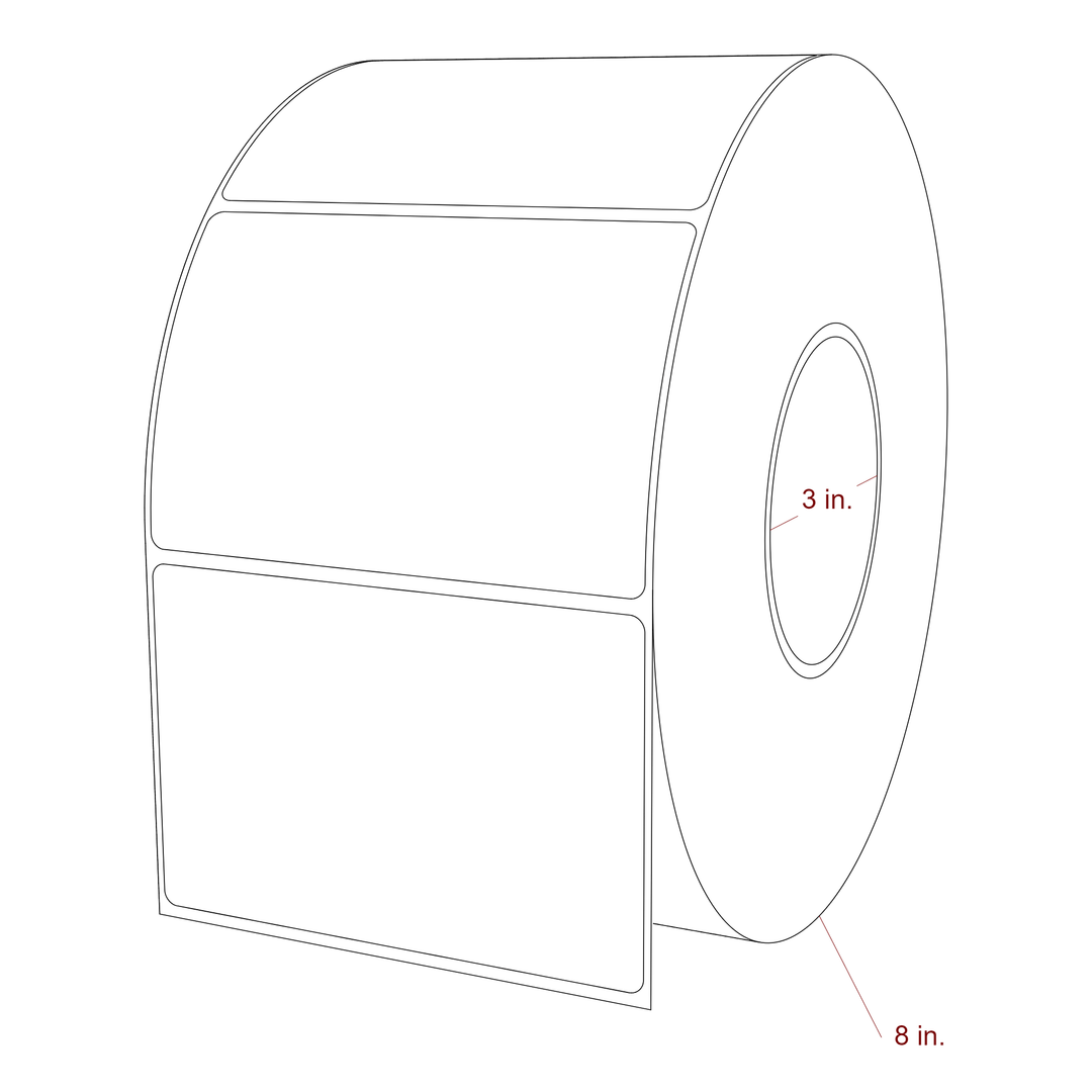 4.5 Inch x 3 Inch Rectangle Inkjet Label Roll - 3 Inch Core - 8 Inch Roll OD - 3D Perspective