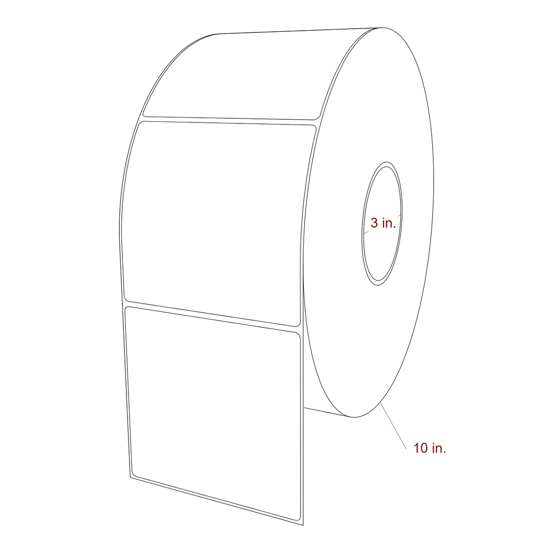 4.5 Inch x 4.25 Inch Rectangle Inkjet Label Roll - 3 Inch Core - 10 Inch Roll OD - 3D Perspective