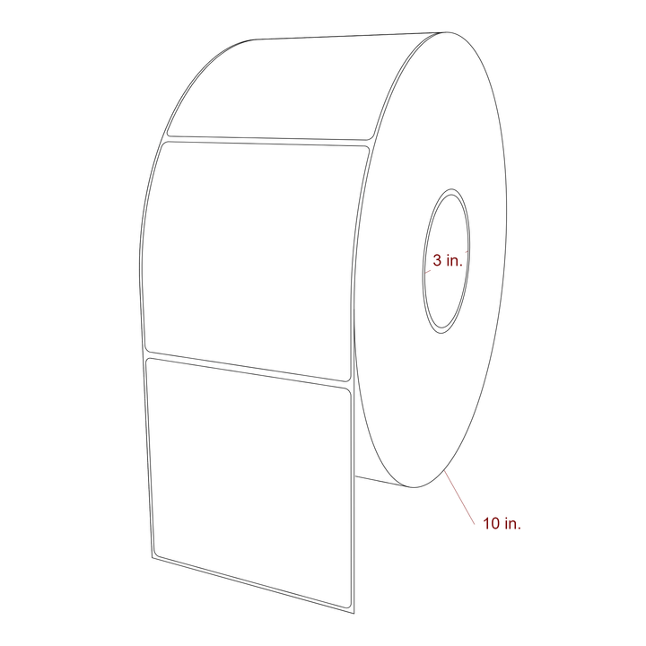 4.5 Inch x 4.25 Inch Rectangle Inkjet Label Roll - 3 Inch Core - 10 Inch Roll OD - 3D Perspective