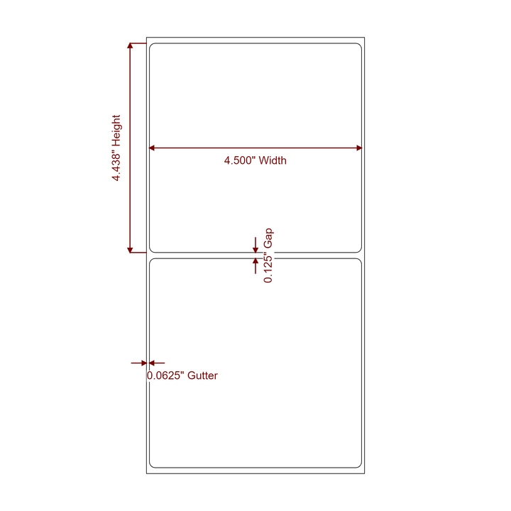 4.5" x 4.4375" Rectangle Roll for Epson ColorWorks, VIPColor & Primera Printers; 4.5" x 4.4375" Rectangle Label Diagram