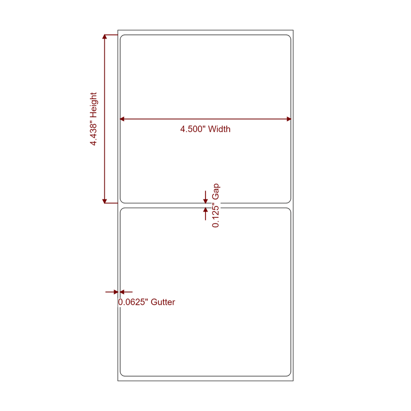4.5" x 4.4375" Inkjet Label Rolls | Fits Epson ColorWorks, VIPColor & Primera - Label Diagram