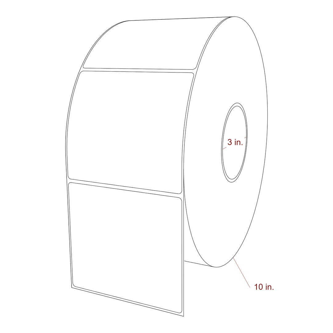 4.5 Inch x 4 Inch Rectangle Inkjet Label Roll - 3 Inch Core - 10 Inch Roll OD - 3D Perspective