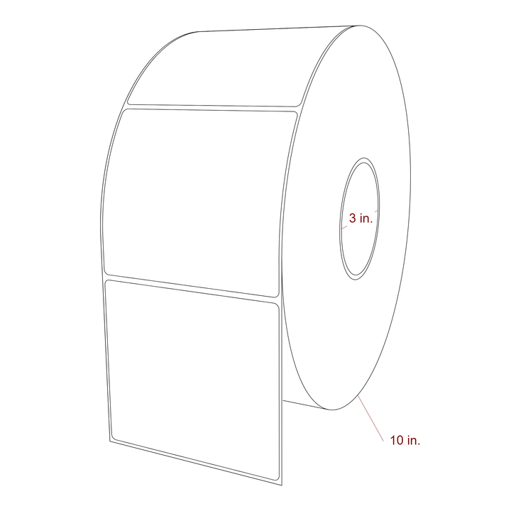 4.5 Inch x 4 Inch Rectangle Inkjet Label Roll - 3 Inch Core - 10 Inch Roll OD - 3D Perspective
