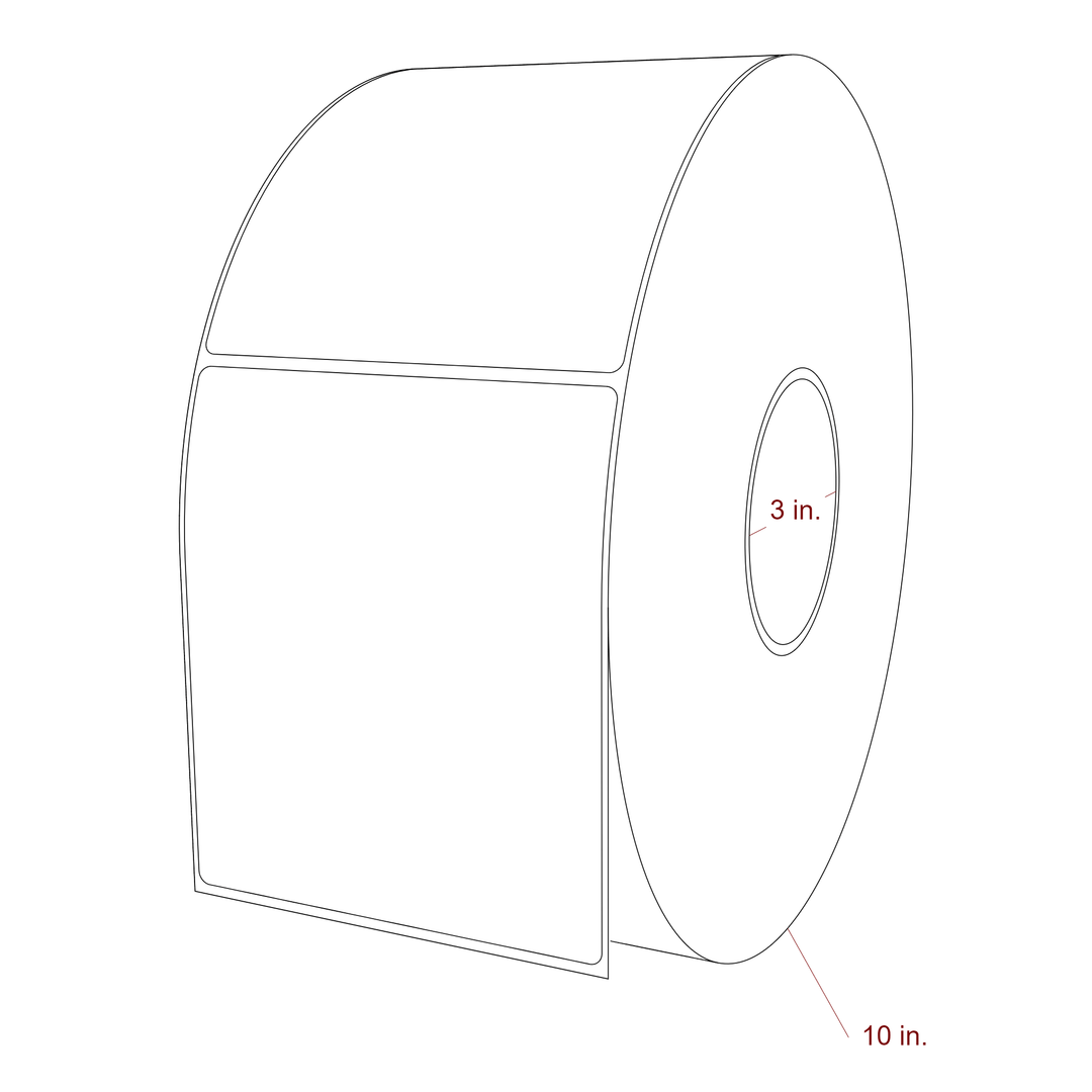 4.5 Inch x 5.25 Inch Rectangle Inkjet Label Roll - 3 Inch Core - 10 Inch Roll OD - 3D Perspective