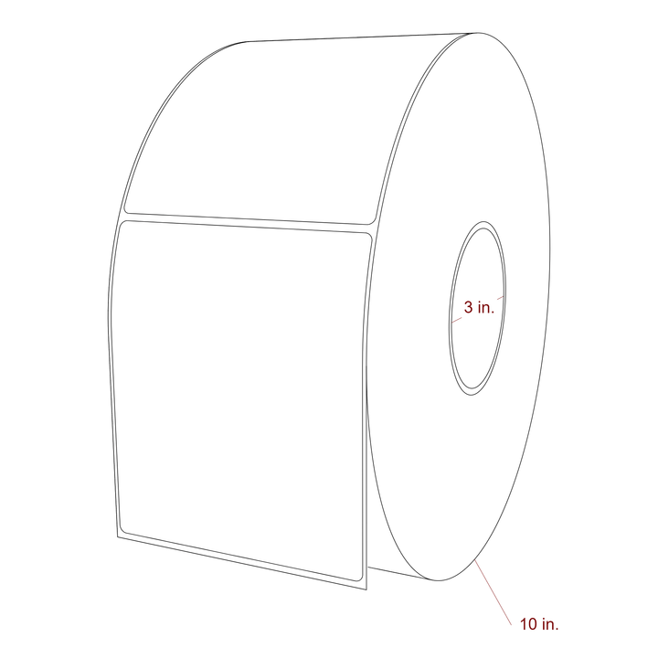 4.5 Inch x 5.25 Inch Rectangle Inkjet Label Roll - 3 Inch Core - 10 Inch Roll OD - 3D Perspective