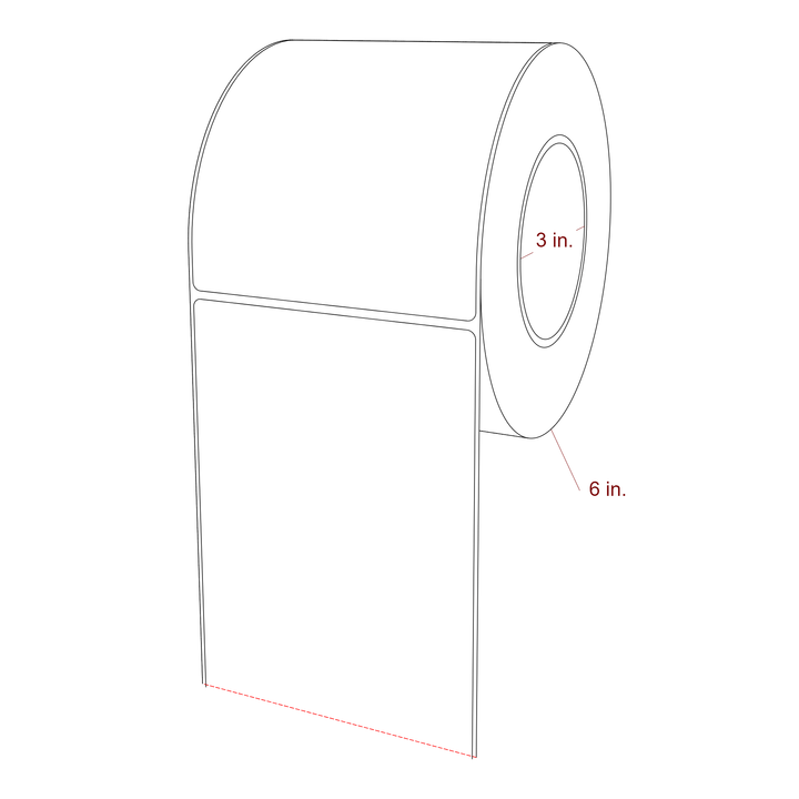 4.5 Inch x 5.25 Inch Rectangle Inkjet Label Roll - 3 Inch Core - 6 Inch Roll OD - 3D Perspective