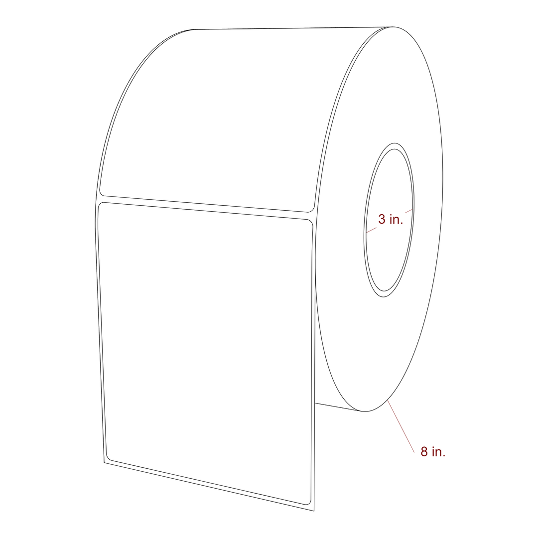 4.5 Inch x 5.25 Inch Rectangle Inkjet Label Roll - 3 Inch Core - 8 Inch Roll OD - 3D Perspective