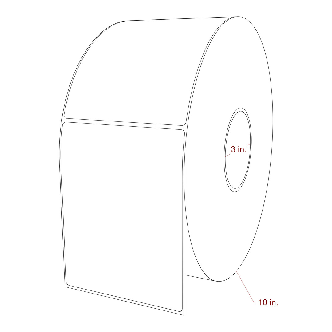 4.5 Inch x 5.75 Inch Rectangle Inkjet Label Roll - 3 Inch Core - 10 Inch Roll OD - 3D Perspective