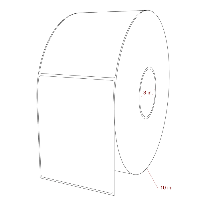 4.5 Inch x 5.75 Inch Rectangle Inkjet Label Roll - 3 Inch Core - 10 Inch Roll OD - 3D Perspective