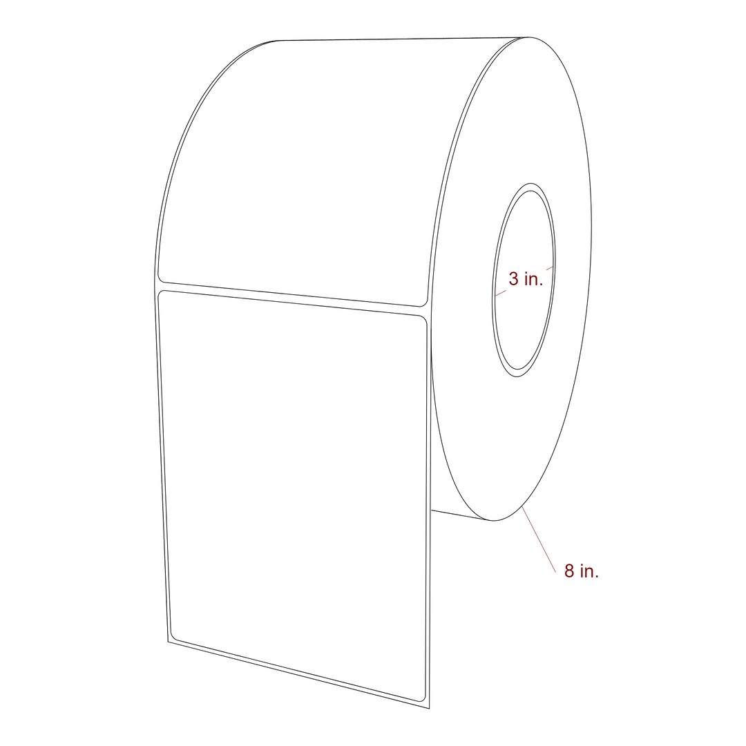 4.5 Inch x 5.75 Inch Rectangle Inkjet Label Roll - 3 Inch Core - 8 Inch Roll OD - 3D Perspective