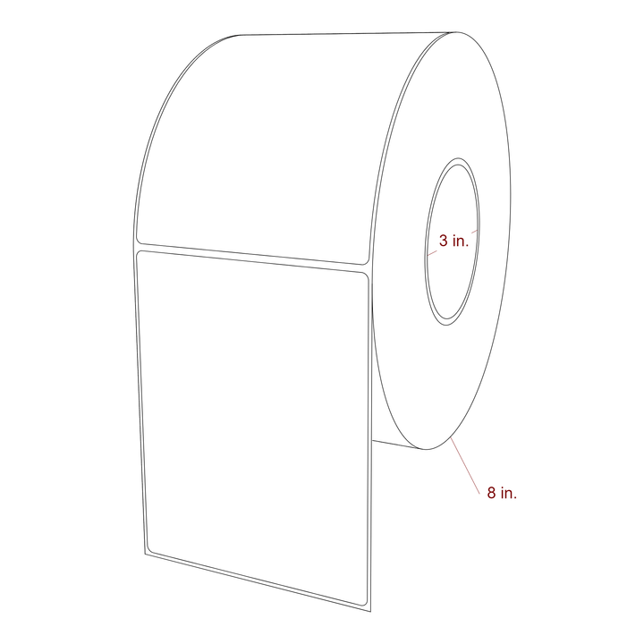 4.5 Inch x 5.75 Inch Rectangle Inkjet Label Roll - 3 Inch Core - 8 Inch Roll OD - 3D Perspective