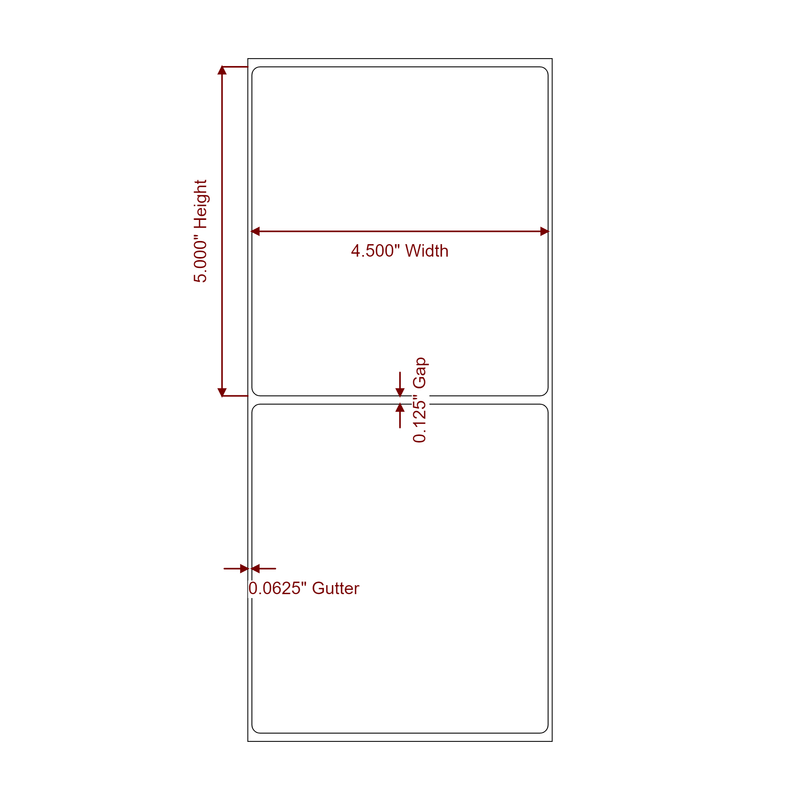 4.5" x 5" Inkjet Label Rolls | Fits Epson ColorWorks, VIPColor & Primera - Label Diagram
