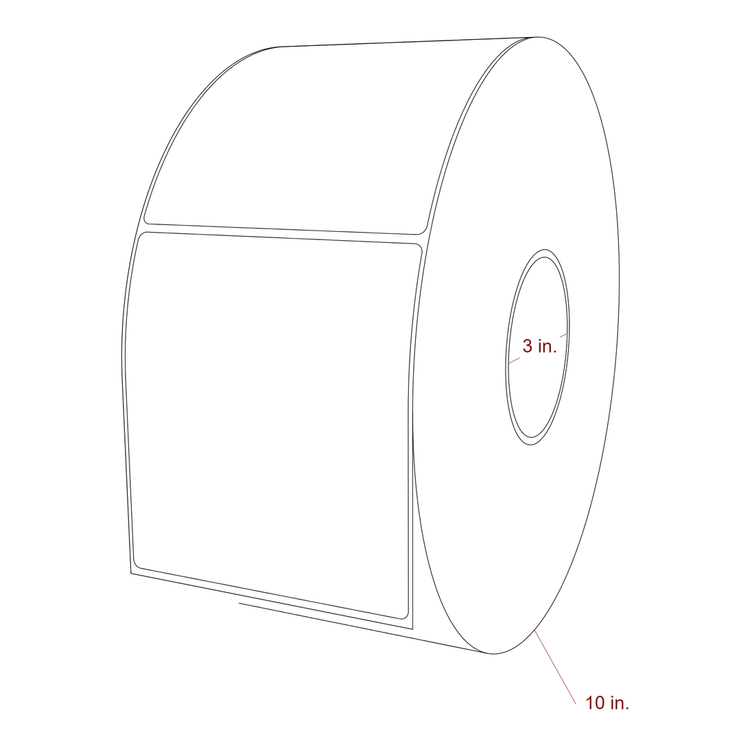4.5 Inch x 5 Inch Rectangle Inkjet Label Roll - 3 Inch Core - 10 Inch Roll OD - 3D Perspective