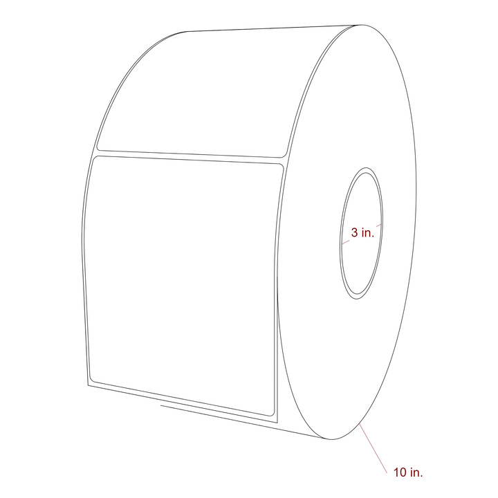 4.5 Inch x 5 Inch Rectangle Inkjet Label Roll - 3 Inch Core - 10 Inch Roll OD - 3D Perspective
