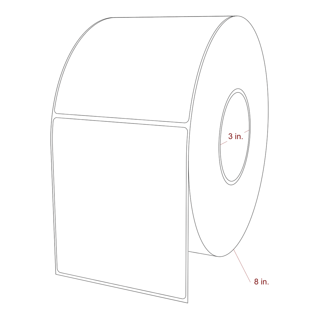 4.5 Inch x 5 Inch Rectangle Inkjet Label Roll - 3 Inch Core - 8 Inch Roll OD - 3D Perspective