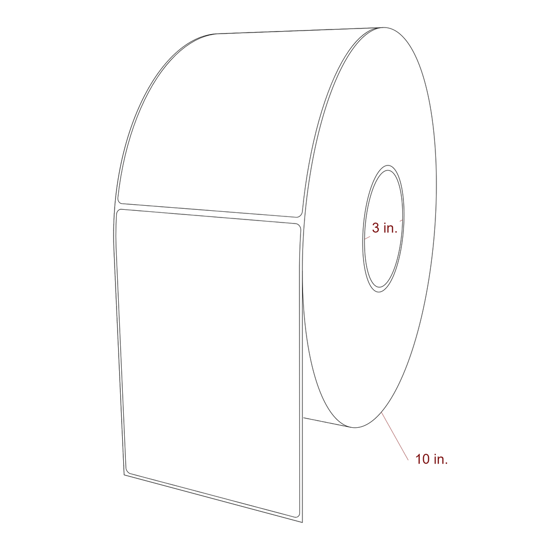 4.5 Inch x 6.25 Inch Rectangle Inkjet Label Roll - 3 Inch Core - 10 Inch Roll OD - 3D Perspective
