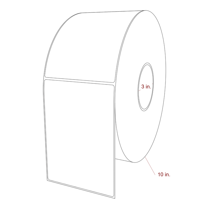 4.5 Inch x 6.25 Inch Rectangle Inkjet Label Roll - 3 Inch Core - 10 Inch Roll OD - 3D Perspective