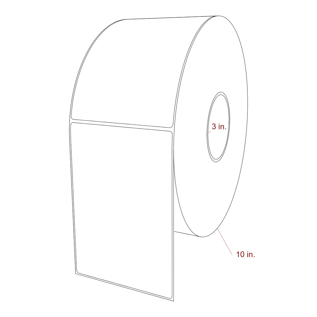 4.5 Inch x 6.5 Inch Rectangle Inkjet Label Roll - 3 Inch Core - 10 Inch Roll OD - 3D Perspective