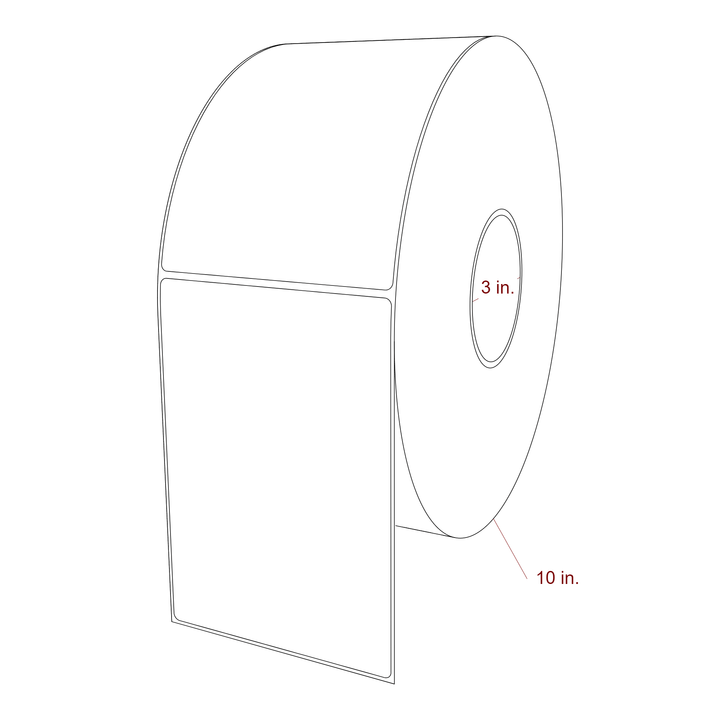 4.5 Inch x 6.5 Inch Rectangle Inkjet Label Roll - 3 Inch Core - 10 Inch Roll OD - 3D Perspective