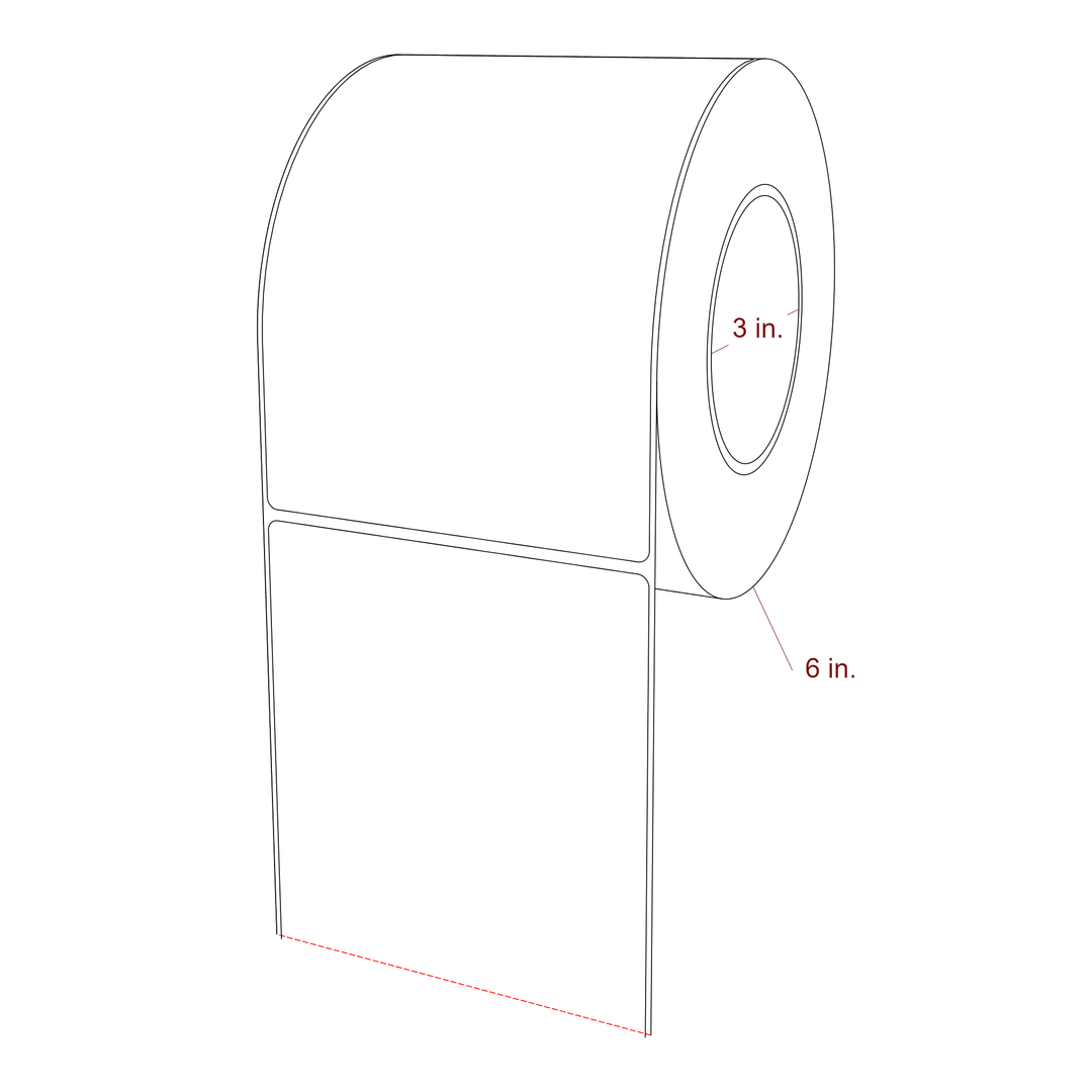 4.5 Inch x 6.5 Inch Rectangle Inkjet Label Roll - 3 Inch Core - 6 Inch Roll OD - 3D Perspective