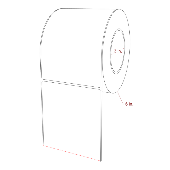 4.5 Inch x 6.5 Inch Rectangle Inkjet Label Roll - 3 Inch Core - 6 Inch Roll OD - 3D Perspective