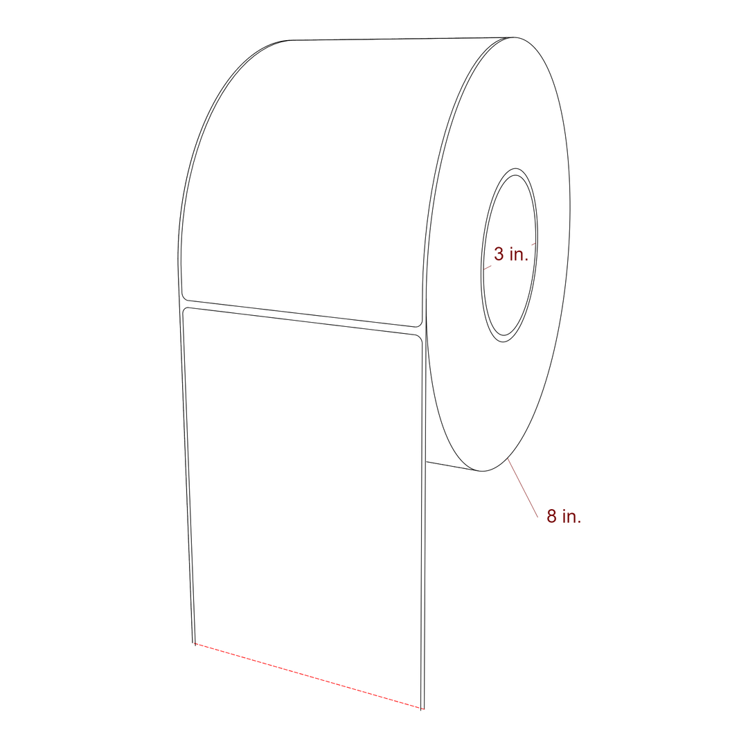 4.5 Inch x 6.5 Inch Rectangle Inkjet Label Roll - 3 Inch Core - 8 Inch Roll OD - 3D Perspective