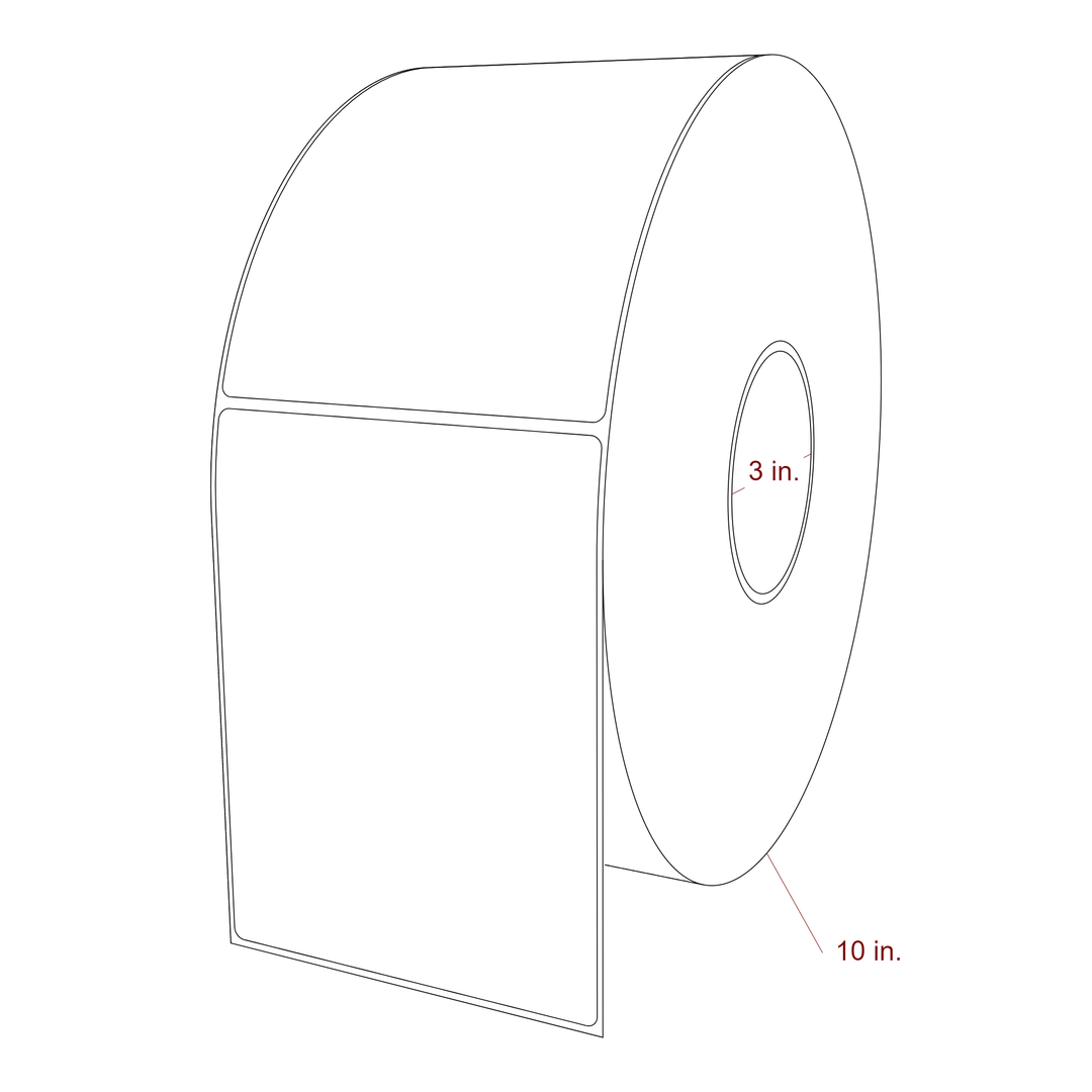 4.5 Inch x 6 Inch Rectangle Inkjet Label Roll - 3 Inch Core - 10 Inch Roll OD - 3D Perspective