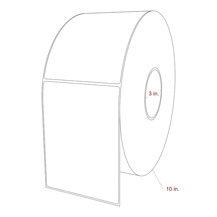 4.5 Inch x 6 Inch Rectangle Inkjet Label Roll - 3 Inch Core - 10 Inch Roll OD - 3D Perspective