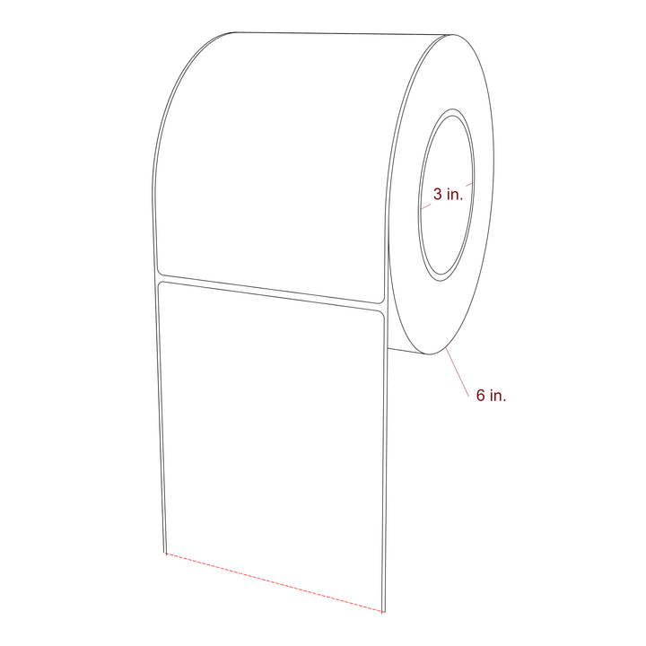 4.5 Inch x 6 Inch Rectangle Inkjet Label Roll - 3 Inch Core - 6 Inch Roll OD - 3D Perspective