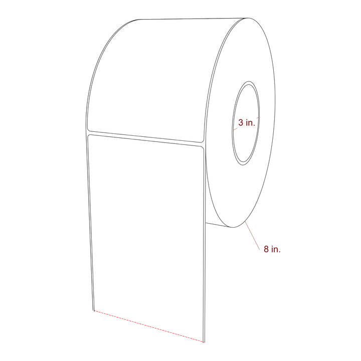 4.5 Inch x 6 Inch Rectangle Inkjet Label Roll - 3 Inch Core - 8 Inch Roll OD - 3D Perspective