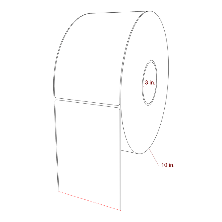 4.5 Inch x 7.75 Inch Rectangle Inkjet Label Roll - 3 Inch Core - 10 Inch Roll OD - 3D Perspective